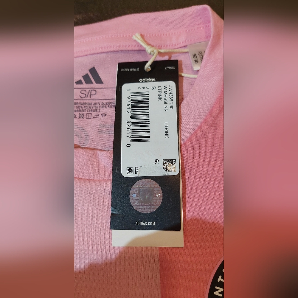 adidas Pink Striped Soccer Jersey with Club Crest - Picture 8 of 8
